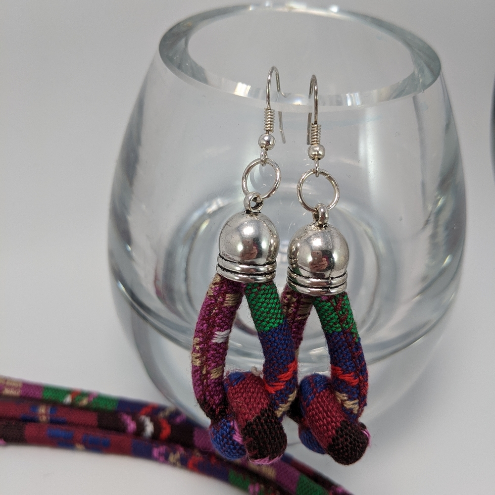 Ethnic Statementent Necklace Mayan Fabric - Picture 4 of 8